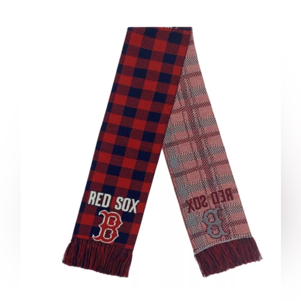 Boston Red Sox FOCO Plaid Color Block Scarf Unisex Red & Black New